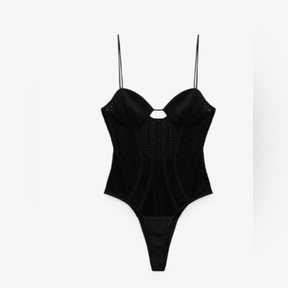 🆕 ZARA Corset Lace Black Bodysuit - Picture 3 of 8